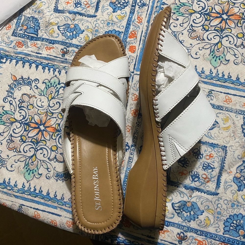 St. John’s Bay Slide Sandal White.